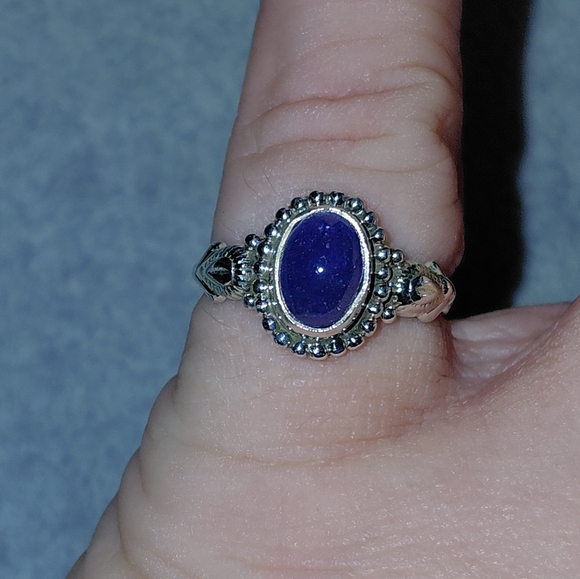 Dainty Tanzanite Sterling Silver Ring Size 6 - Picture 5 of 8